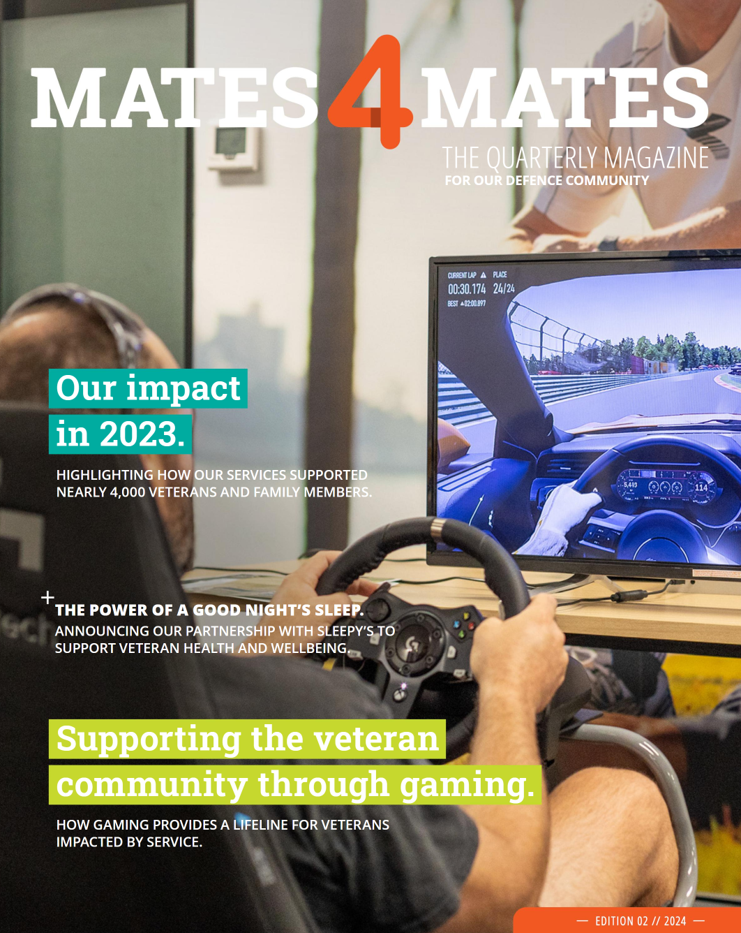 Mates4mates magazine ed2 2024. Person driving a car through a gaming computer. 